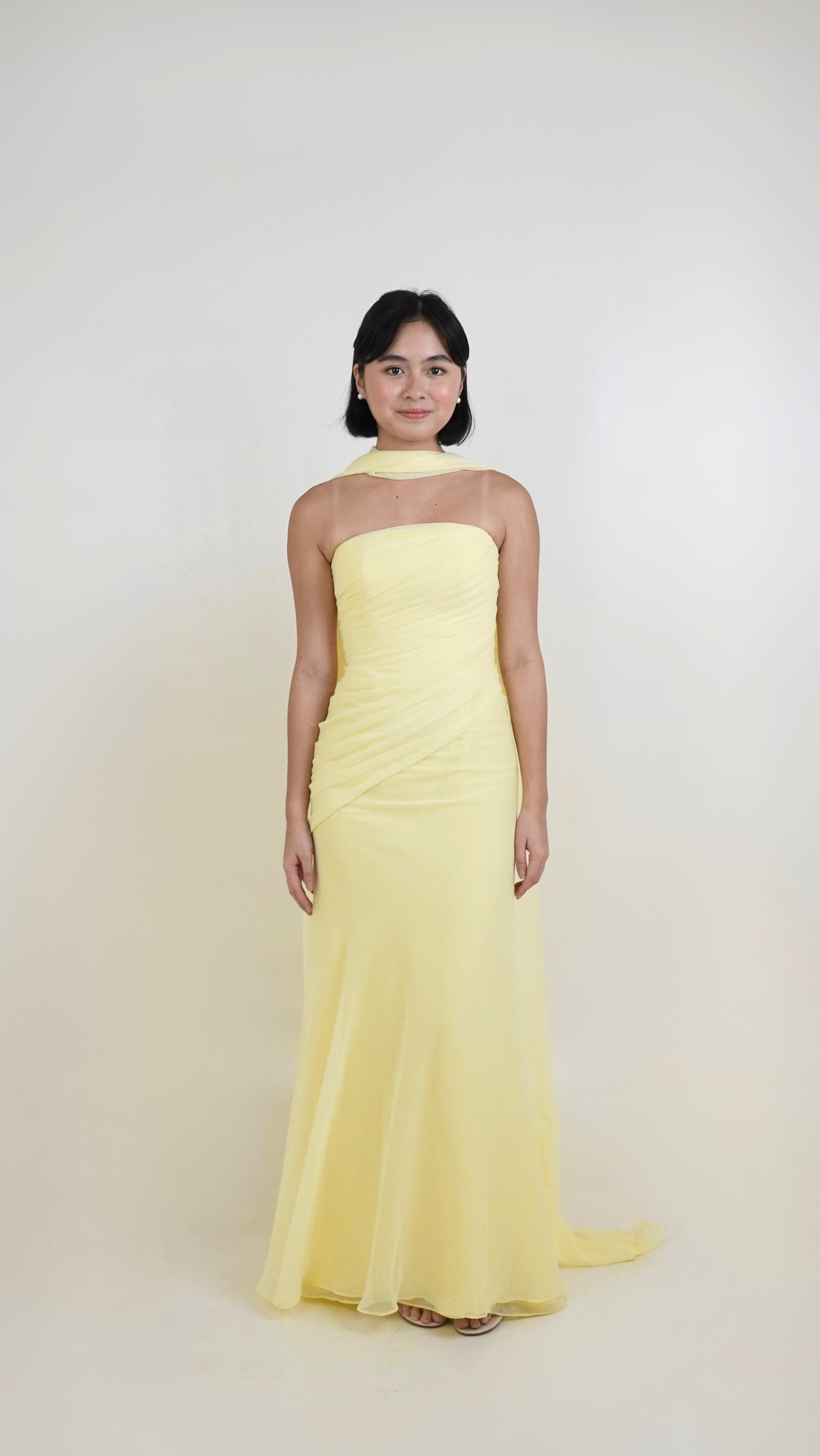 Philipp Tampus | Pleated Tube Dress with neck cape