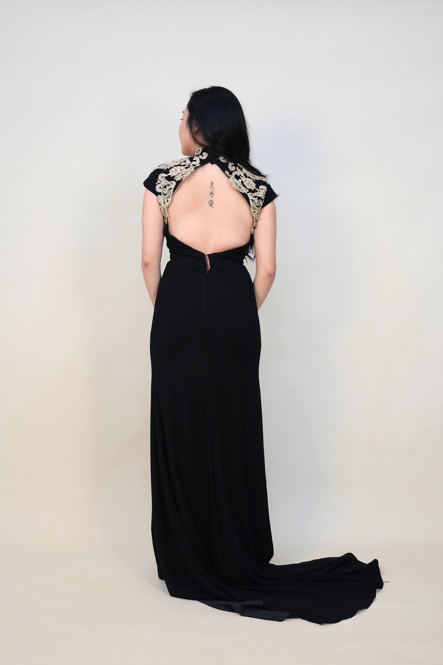 Ronald Enrico | Cutout gown with gold appliqués