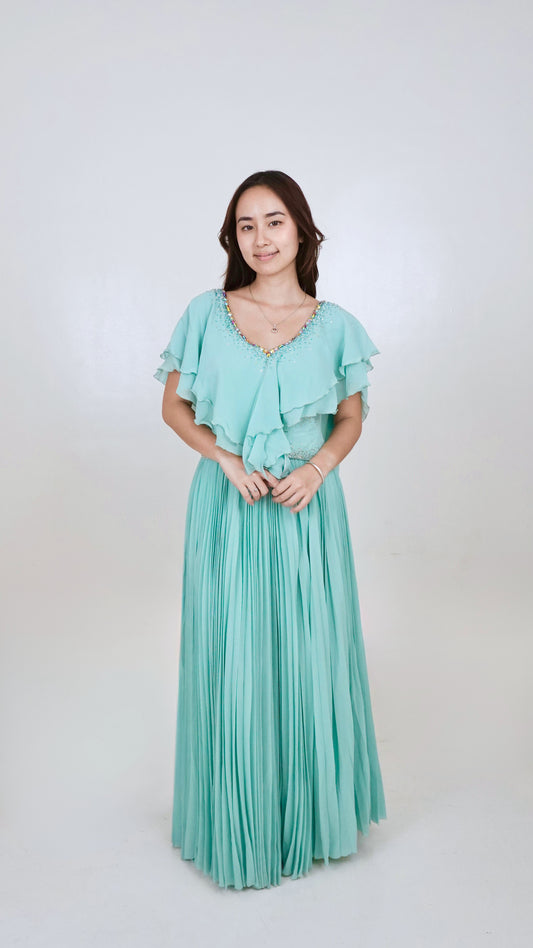 Jun Escario | Pleated Chiffon Gown