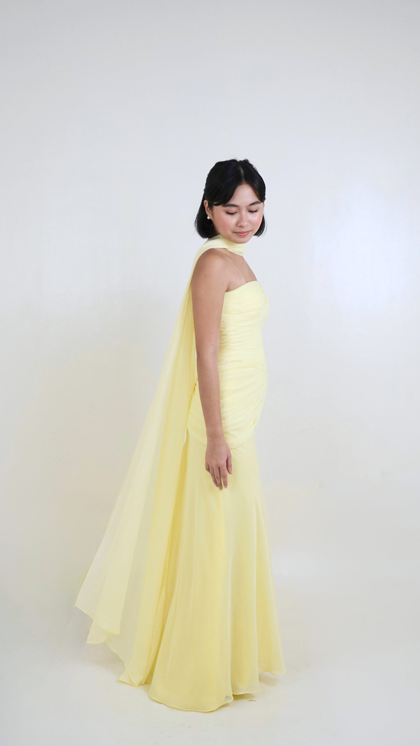 Philipp Tampus | Pleated Tube Dress with neck cape