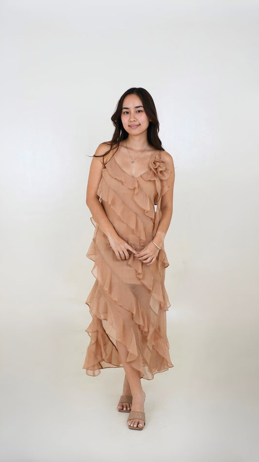 Must Hav | Nude Ruffle midi dress