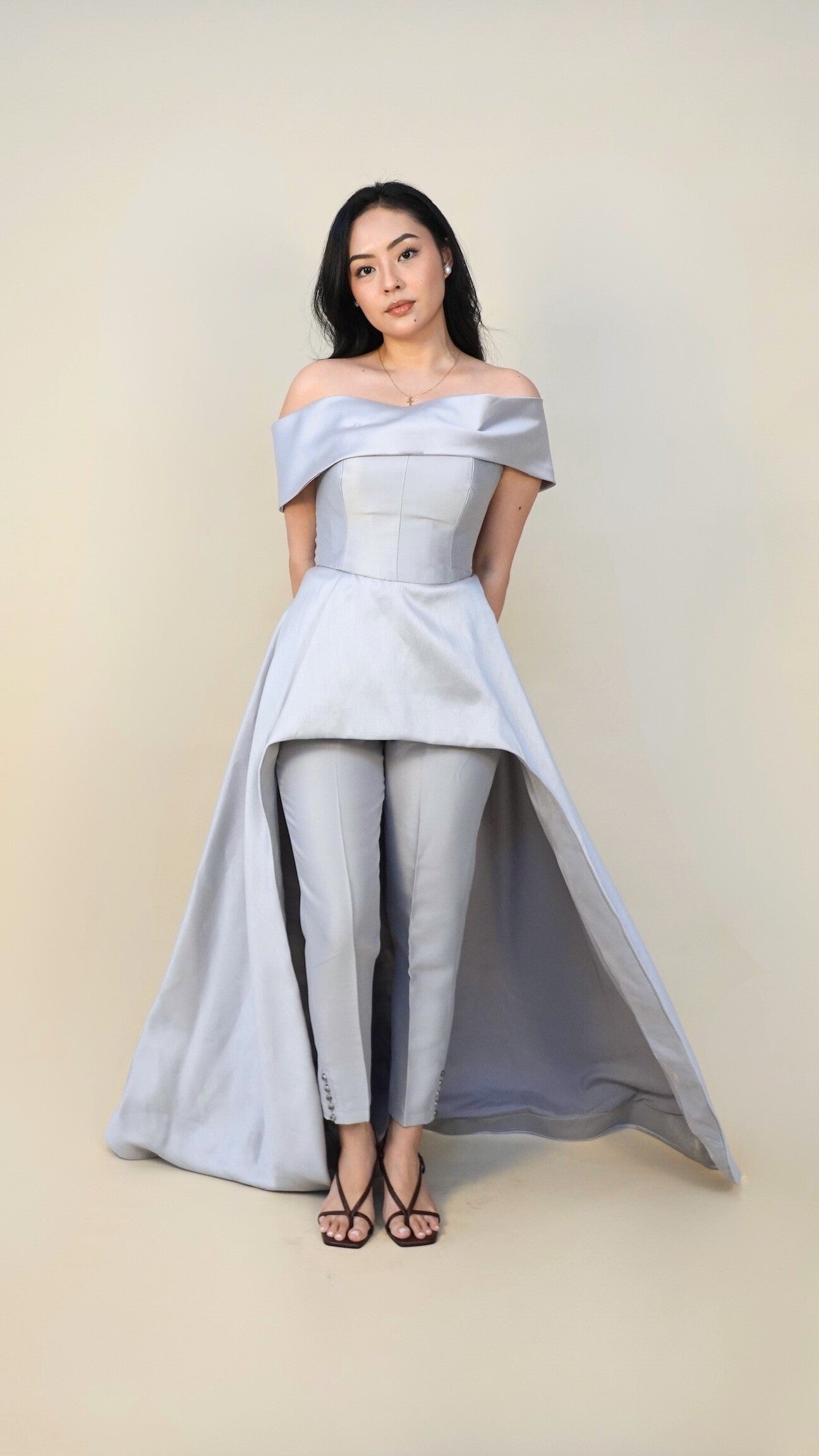 Ronald Enrico | Off-shoulder gown with pants