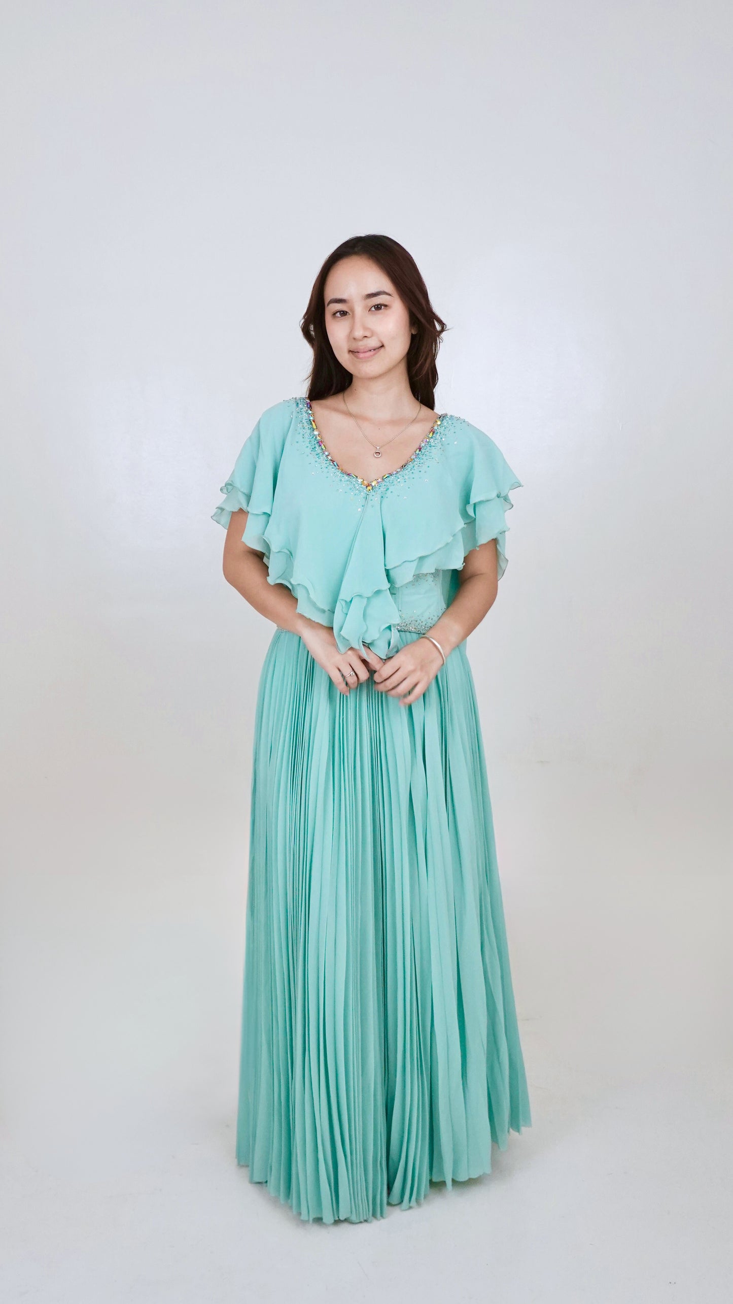 Jun Escario | Pleated Chiffon Gown
