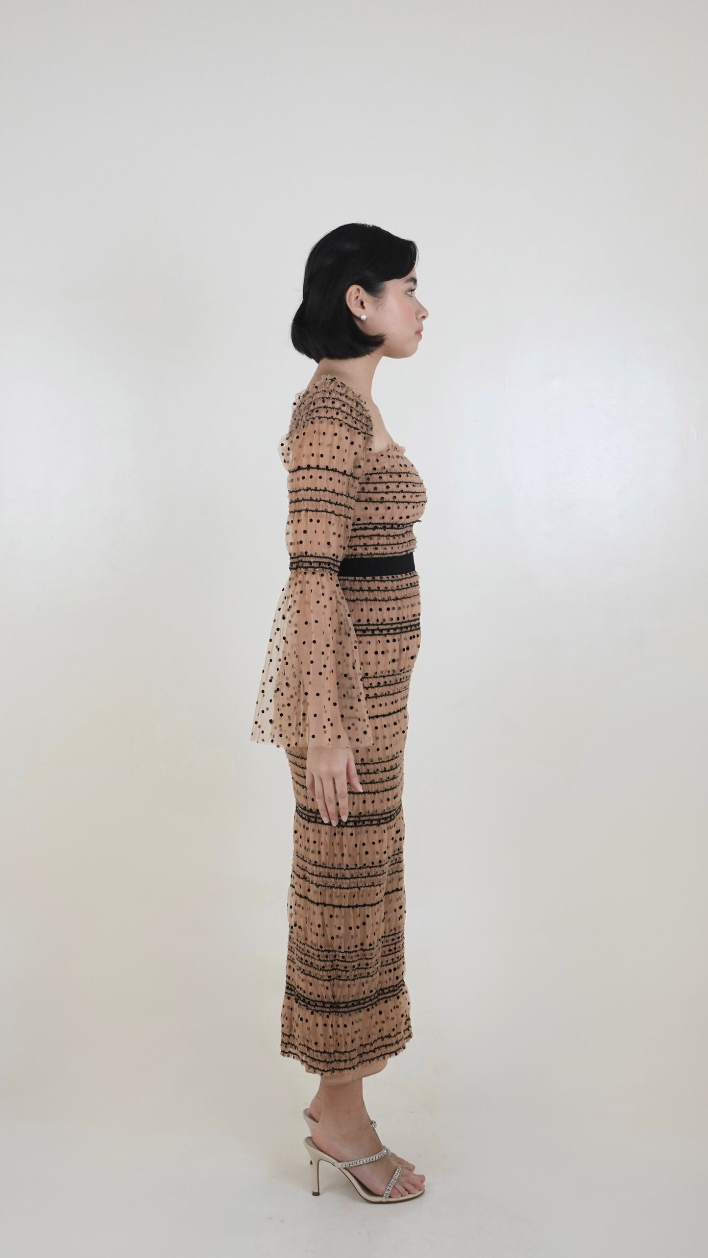 Self Portrait | Shirred Polka Dot Midi Dress