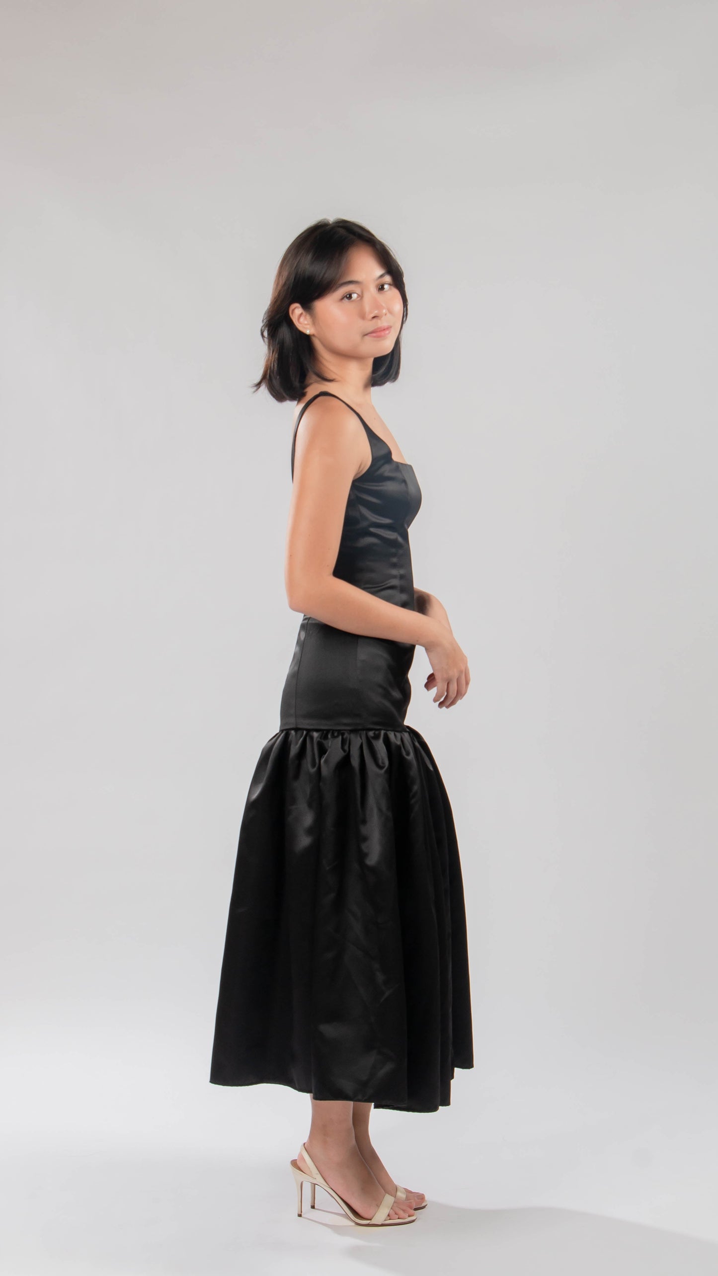 Eva Aguspina | Satin Drop Waist Midi Dress