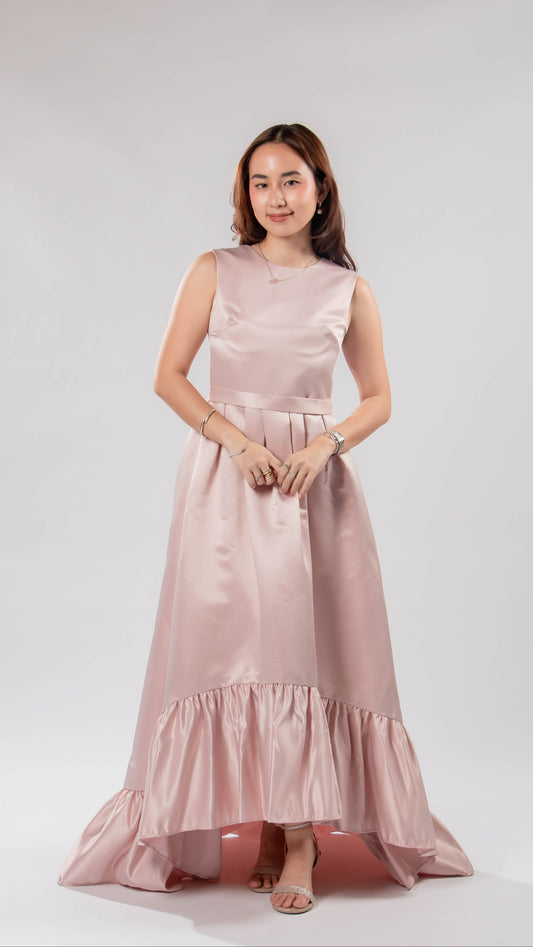 Myco Vendero | Satin ruffle hem gown