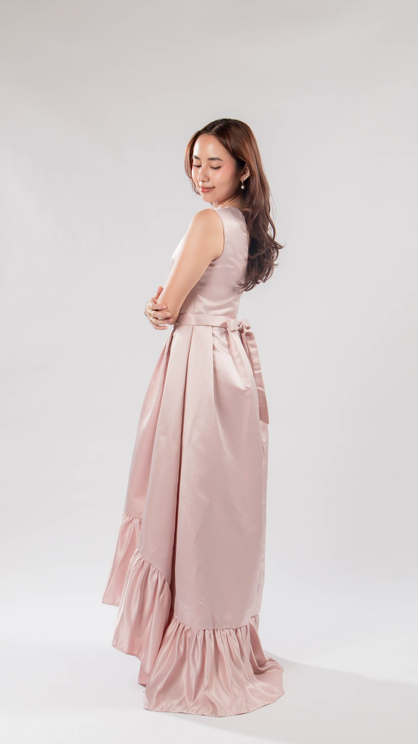 Myco Vendero | Satin ruffle hem gown