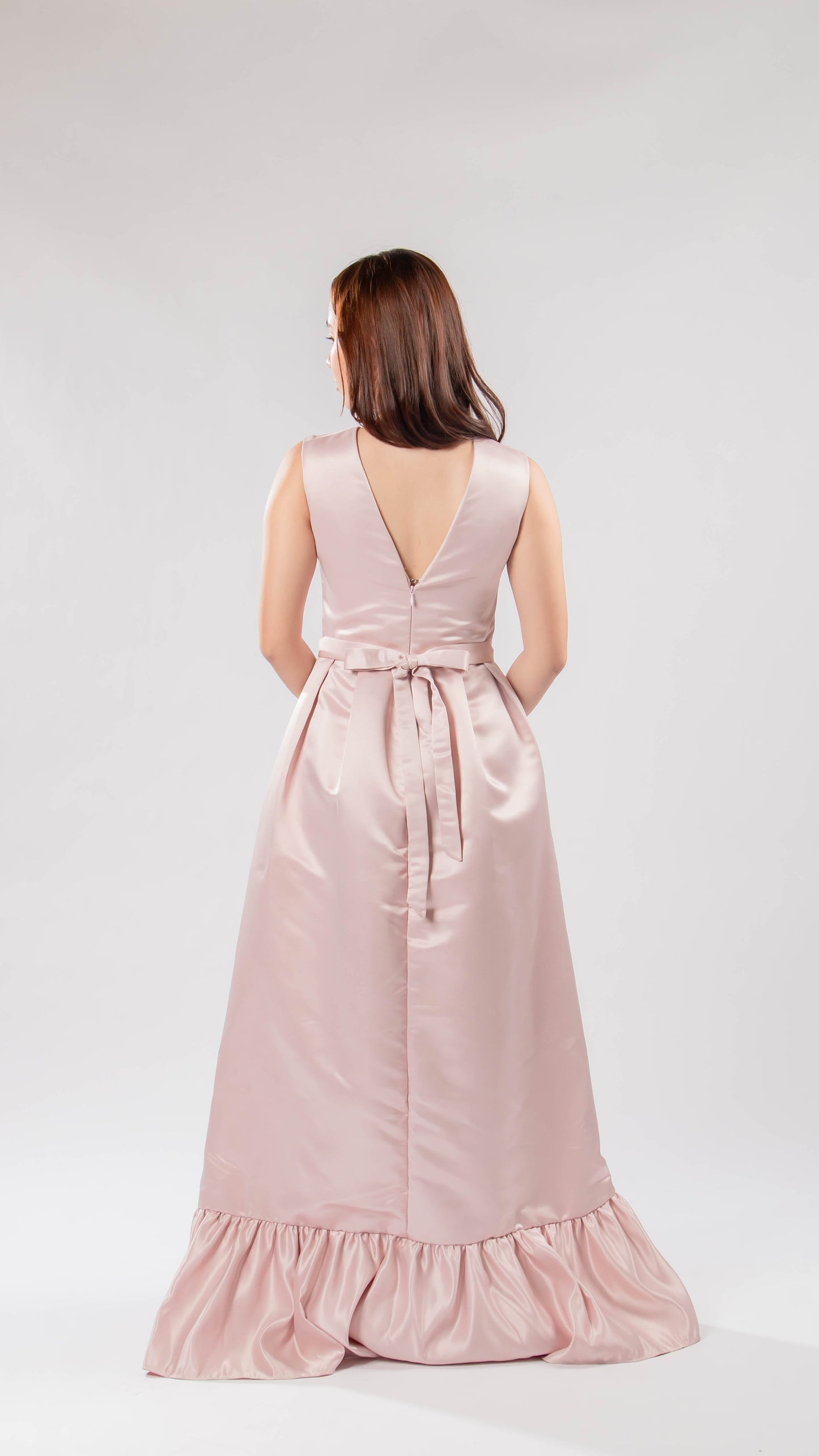 Myco Vendero | Satin ruffle hem gown