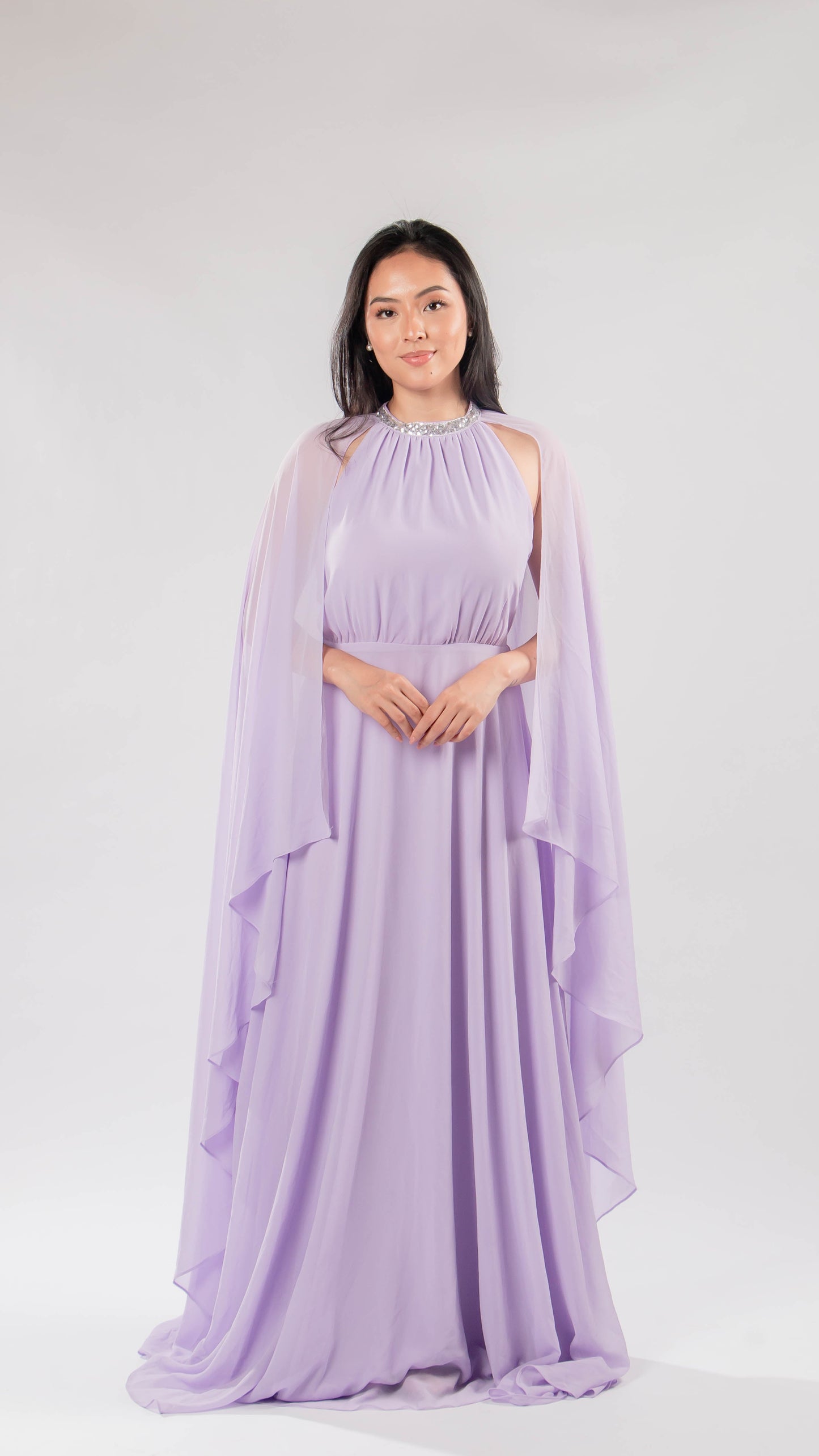 Chiffon cape gown