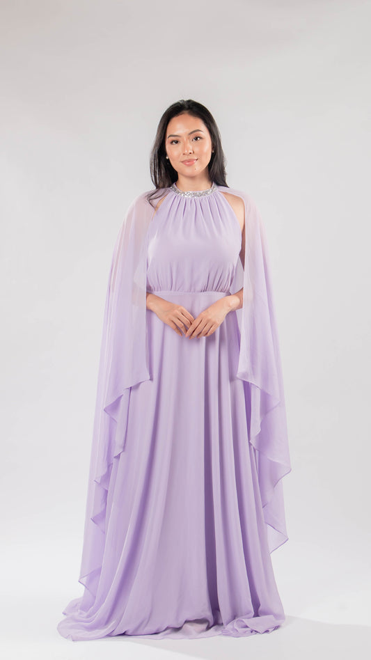 Chiffon cape gown