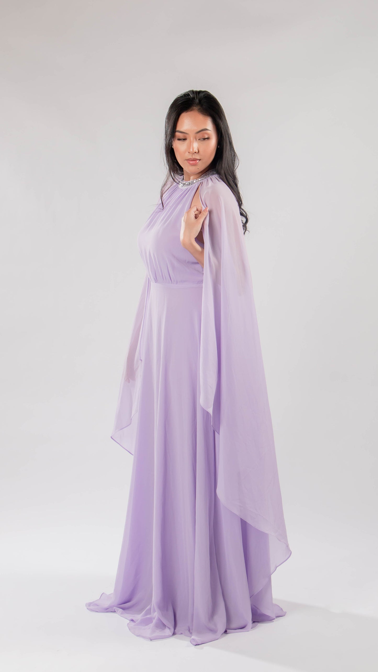 Chiffon cape gown