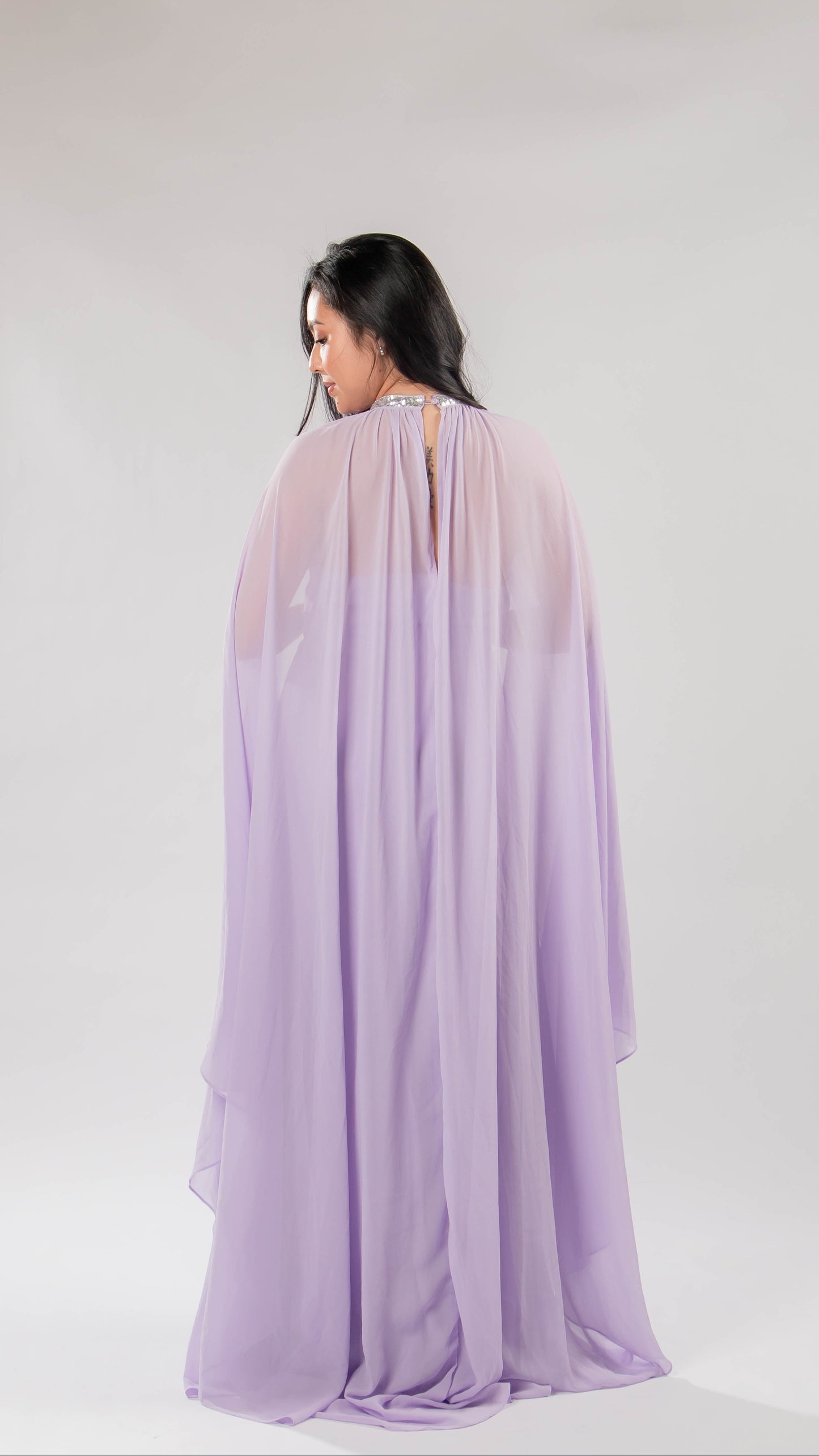 Chiffon cape gown